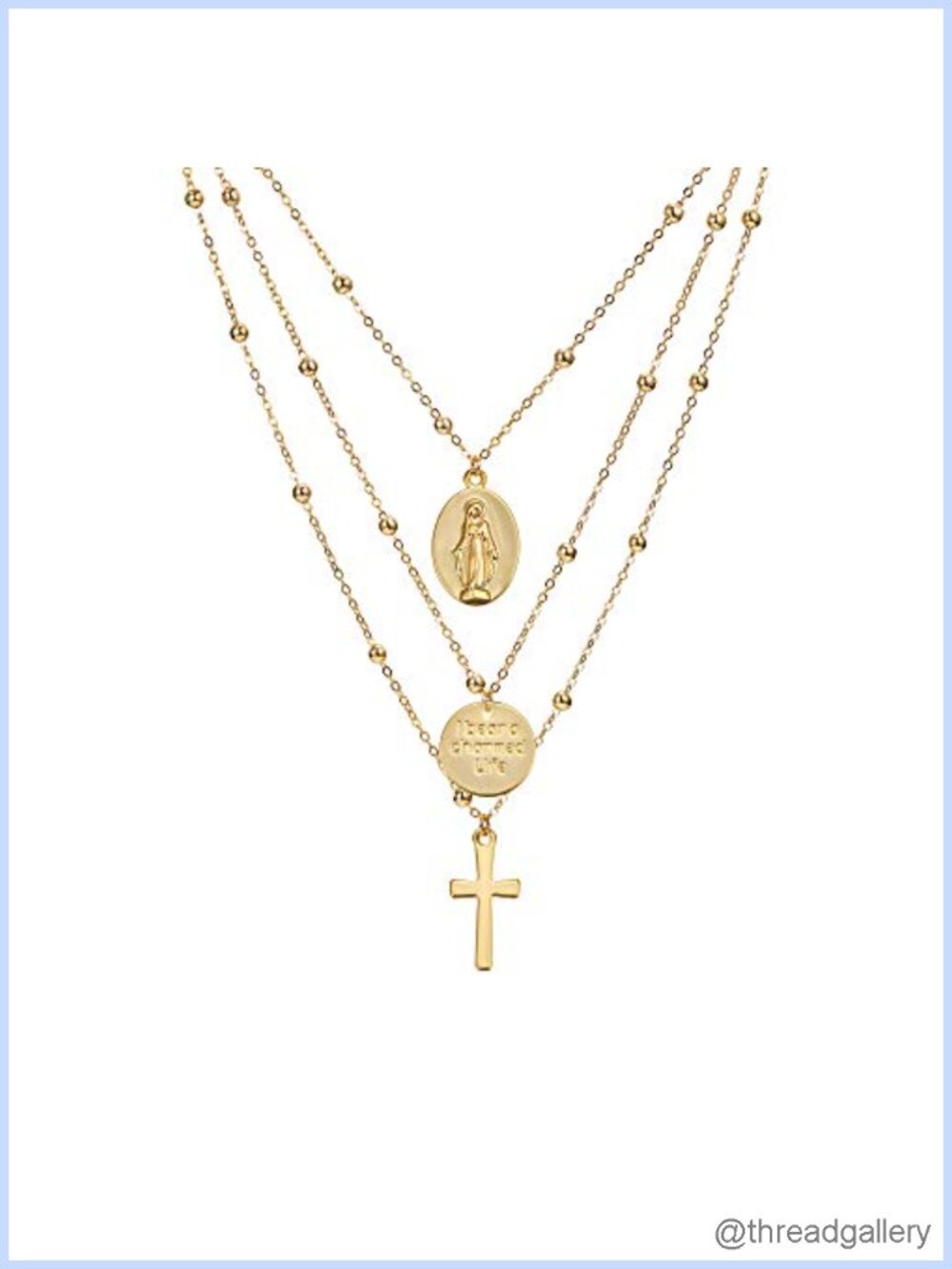 18K Gold Plated Layered Necklace Set Cross Pendant Women Jewelry Gift